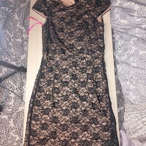 Betsey Johnson Black Lace Midi Dress With Small Sequin